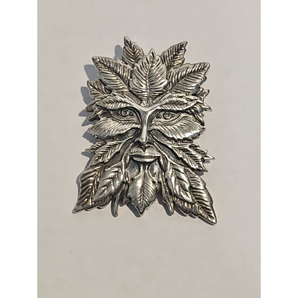 Solid 925 Sterling Silver Green Man Slide Pendant by Artist Jessica Galbreth